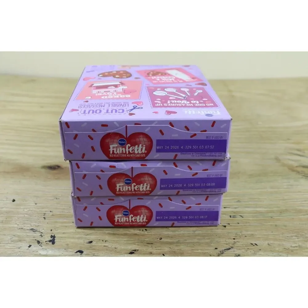 New Pillsbury Doughboy 3 Funfetti Red Velvet Cookie Mix Heart Bit Valentine